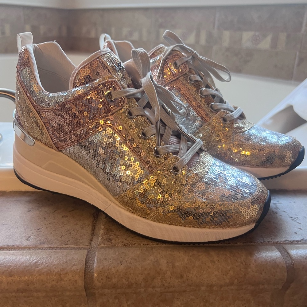 Michael Kors Georgie Colorblock Sequin Gold Women's Sneakers
